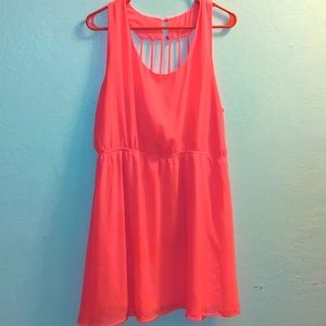 Neon coral colored dress